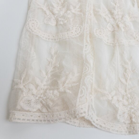 Suzy Shier White Floral Embroidered Mesh Kimono Duster Cover Up One Size - Picture 12 of 13